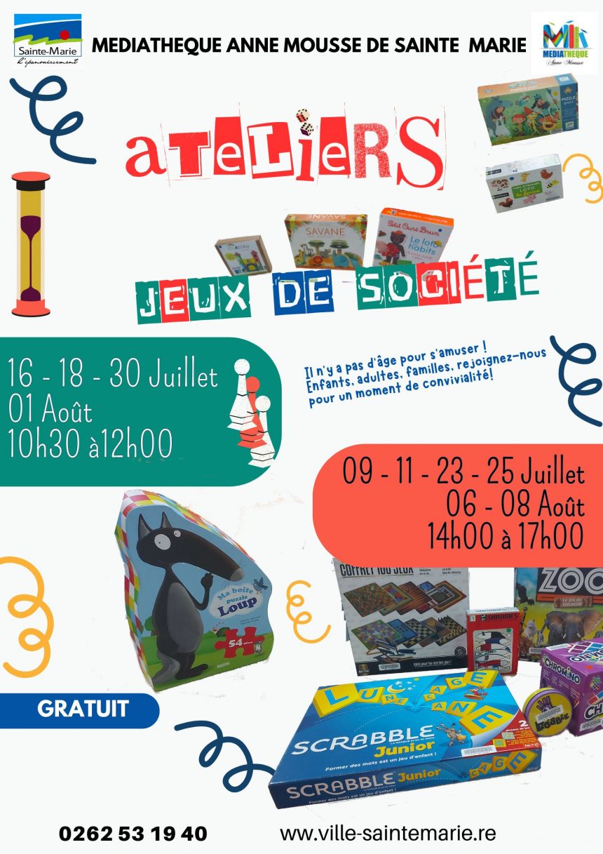 Ateliers jeux de société – Juillet / Août