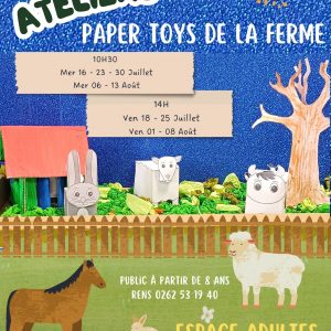 Ateliers paper toys de la ferme – Juillet / Août