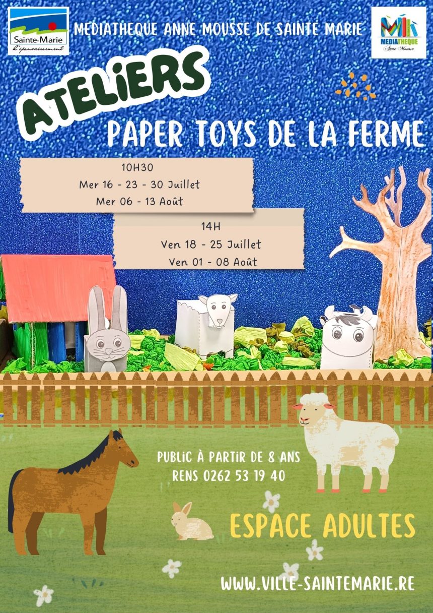 Ateliers paper toys de la ferme – Juillet / Août