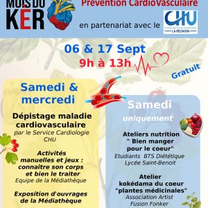 Mois du Ker : prévention et dépistage maladie cardiovasculaire avec le service cardiologie du CHU : 06 et 17 Sept